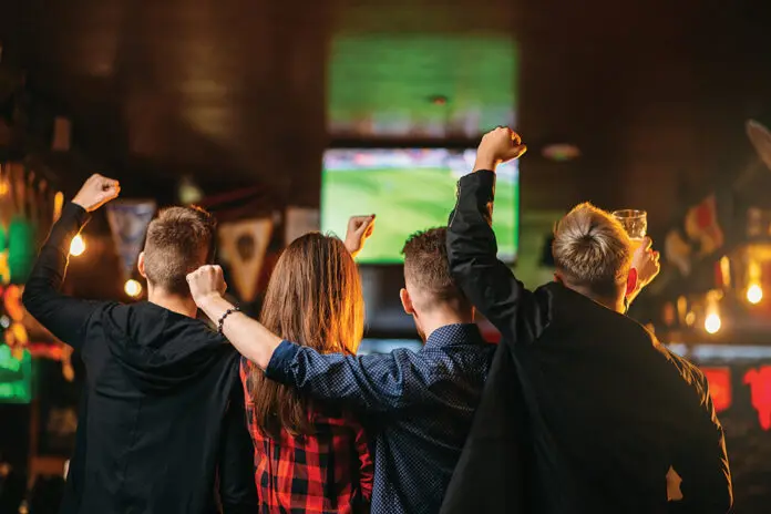 Football watching in bar