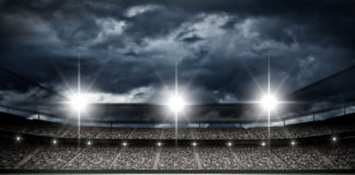 Football Stadium with Stormy sky