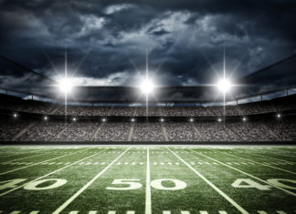 Football Stadium with Stormy sky