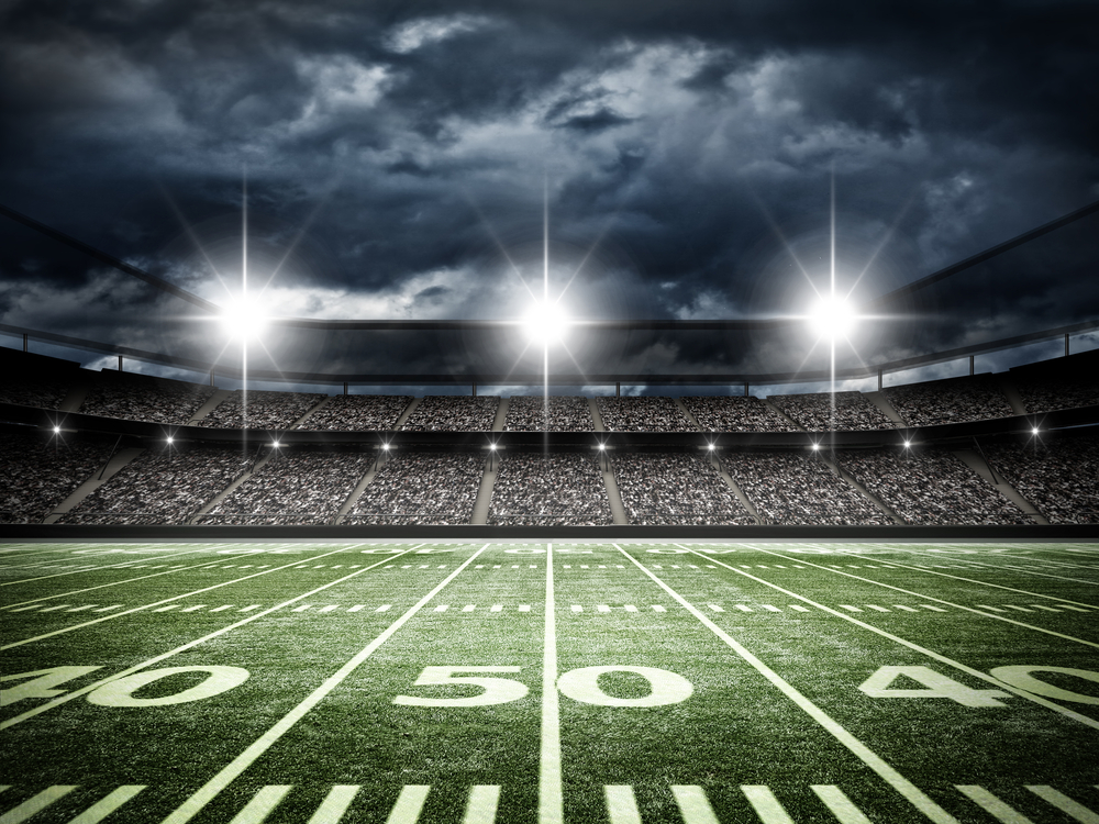 Football Stadium with Stormy sky