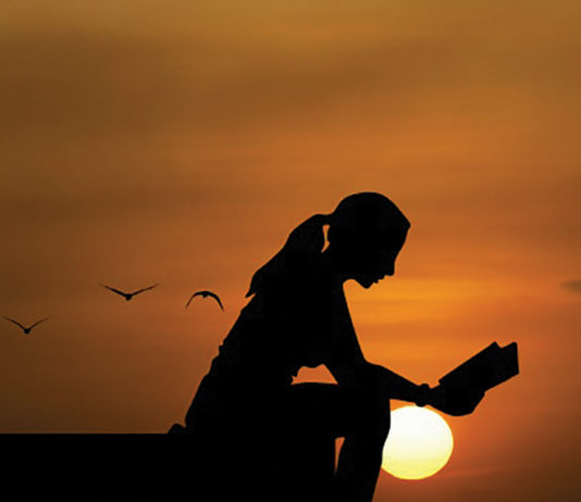 peaceful woman reading