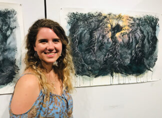 Artist Ora Wolfgram with art