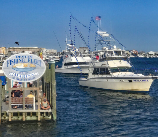 Destin Blessing of the Fleet blessing boats in water