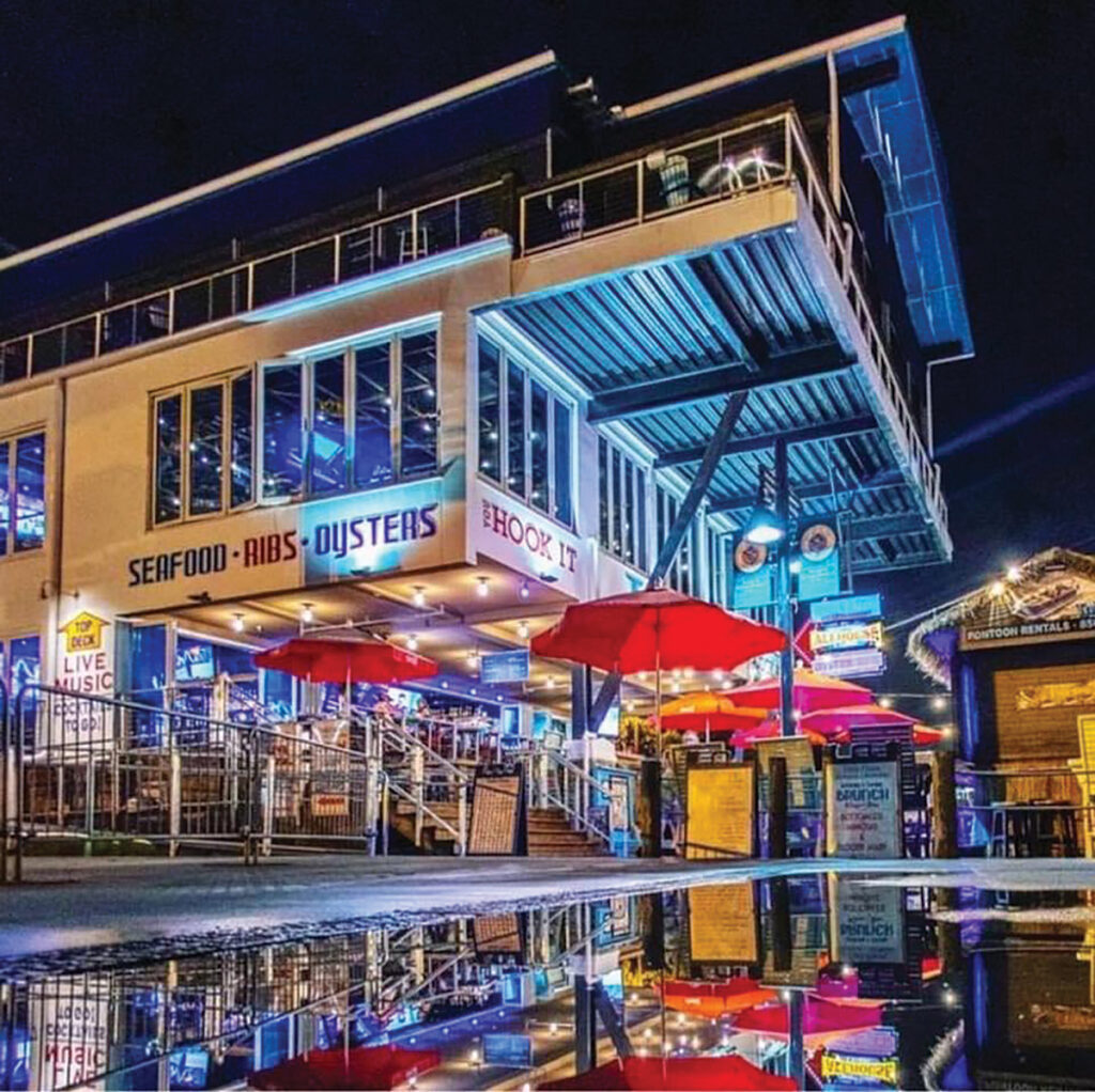 Tailfins Waterfront Grill Night View