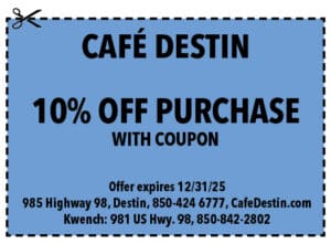 Destin Life Coupons 2025 Dec Cafe Destin